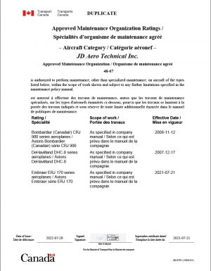 Approved Maintenance Organization - Category Aircraft