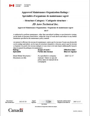 Approved Maintenance Organization - Category Structures